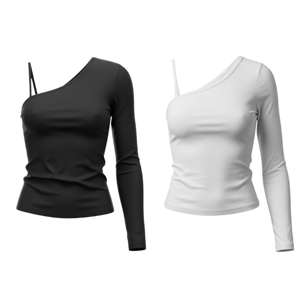 ASOS Asymmetrical Long Sleeve Tops - Black and White